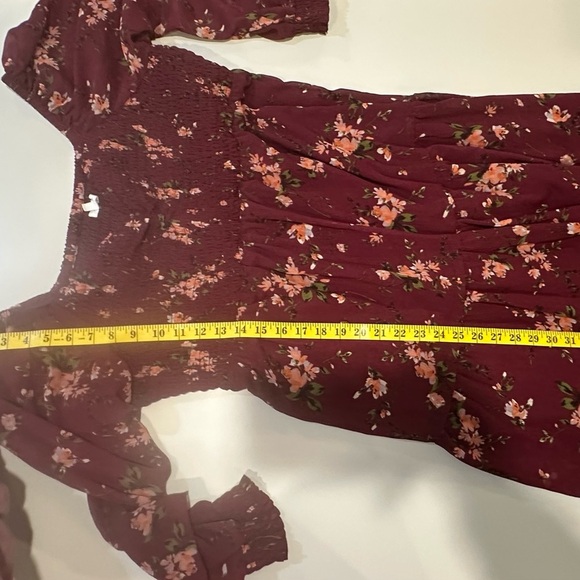 Maurice’s Floral Burgundy long Sleeve Dress Size 0X - Picture 5 of 5